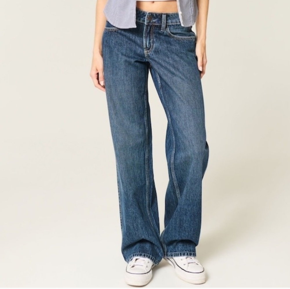 HOLLISTER Blue Low Rise Baggy Jeans Size 26 Short